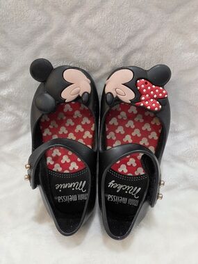 Mini Melissa Kids Sz 6 Toddler Black Mickey Minnie Mouse Kissing Jelly Shoes